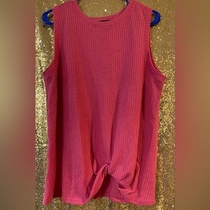 MIHOLL Sleeveless Cute Twist Knot Waffle Knit Shirts Tank Top